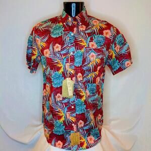 True Craft Men's Button-Up Shirt Large Red Blue Casual New